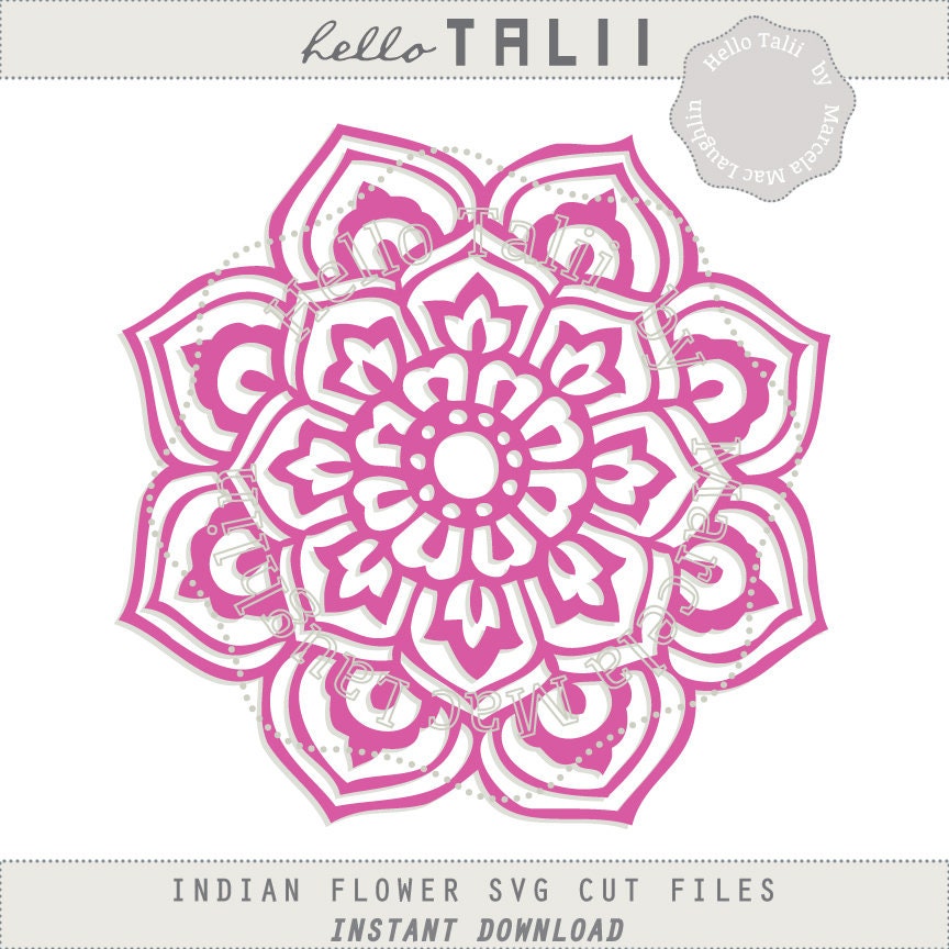 INDIAN FLOWER SVG Cut file Mandala Embellishment Digital