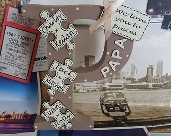 Freestanding Personalised Letter with Jigsaw names *Fathers Day*