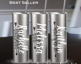 Personalized Tumbler with Straw, Bridesmaid Tumbler, Bridesmaid Gift, Insulated Tumbler, Bridal Party, Bachelorette Party, Wedding Tumbler