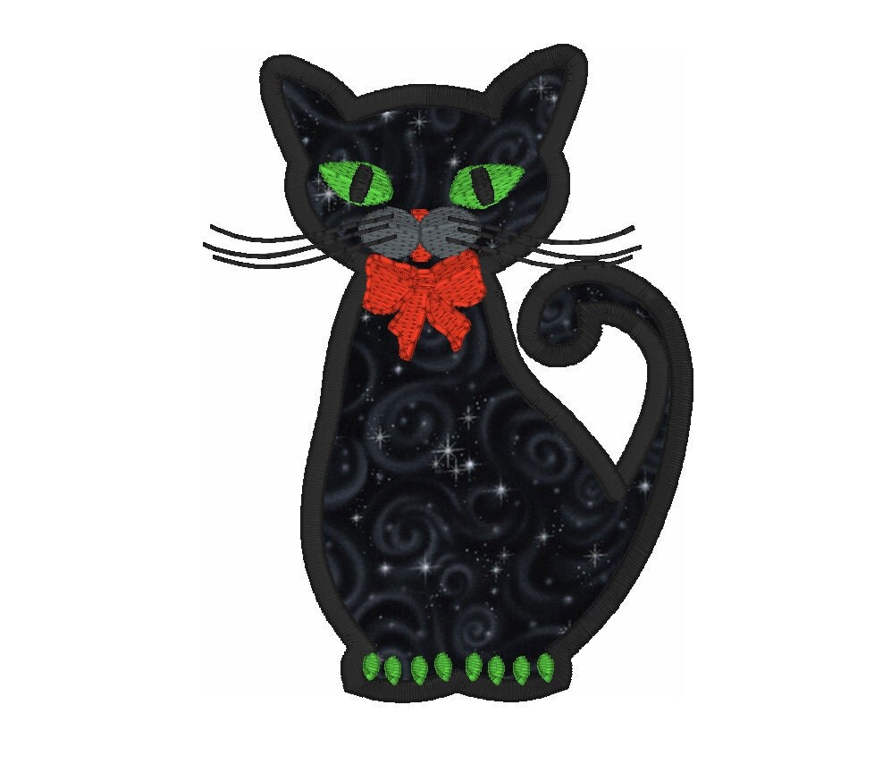 Cat applique machine embroidery design halloween black cat Cat applique machine embroidery design halloween black cat