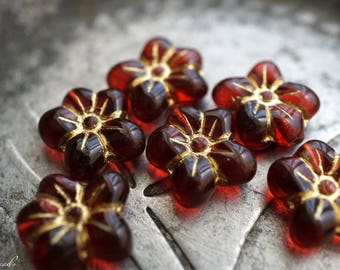 Scarlet Roses, Flower Beads, Czech Beads, Beads, N2413