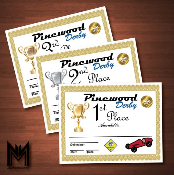 Pinewood Derby Certificate Template