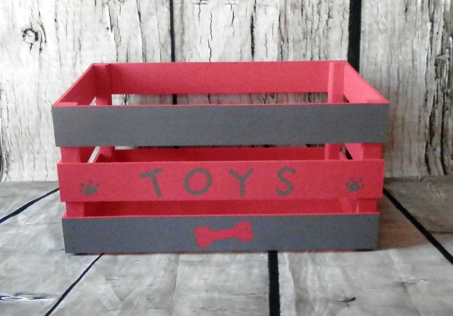 Dog Toy Box Personalized Dog Toy Box Wood Crate Coral Toy