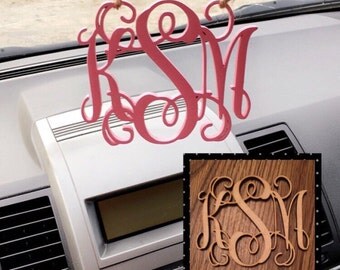 Wooden Rearview Mirror initial charm