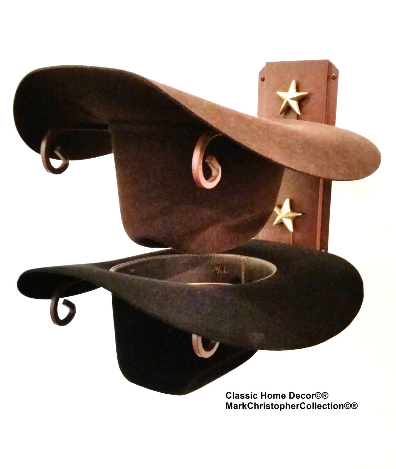 Cowboy Hat Holder Rust with Gold Stars 662 CT