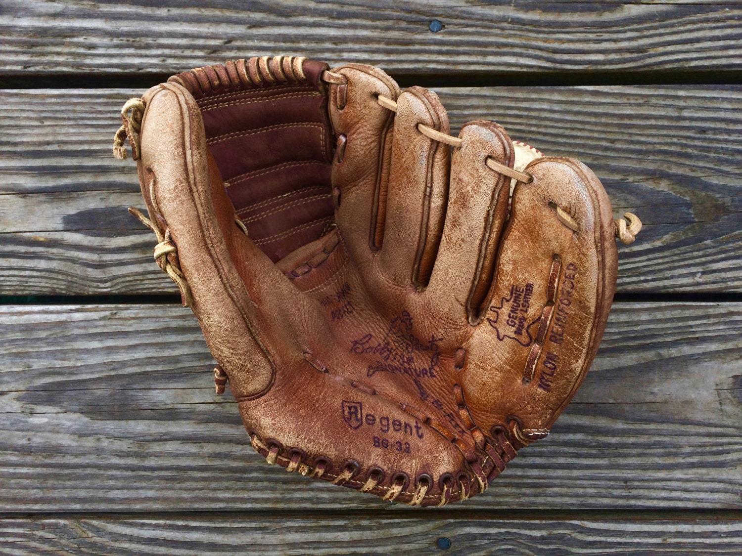 Old Used Baseball Glove Vintage Baseball Glove Bobby