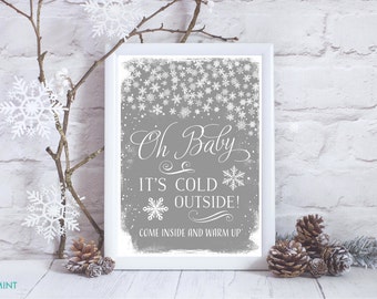 Baby Its Cold Outside Sign Printable Chalkboard Holiday