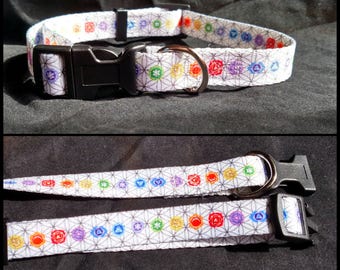 Chakra pet collar dog cat sacred geometry flower of life