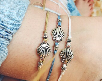 Sea shell ankle bracelet, Silver anklet, Beaded Anklet, beach anklets Serenity Project. Perfect Travel gift.