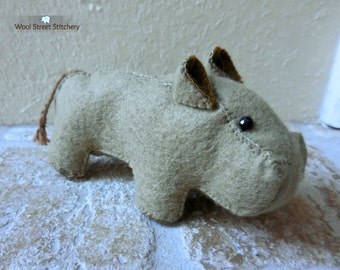 Hippo stuffed animal, handmade felt hippo, hippopotamus, zoo animal, animal gift, felt stuffed animal