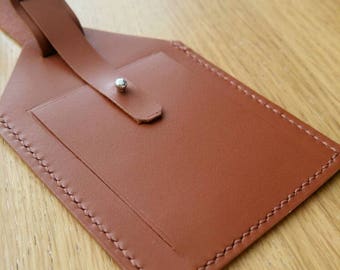 Leather luggage tag, brown leather, travel gift ideas, gift for him