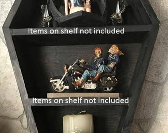 Coffin shelf Dracula style Gothic wall shelf 4 different styles and colors to choose 25x15x4