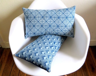 Coussin indigo inspiration japonaise " Elia"