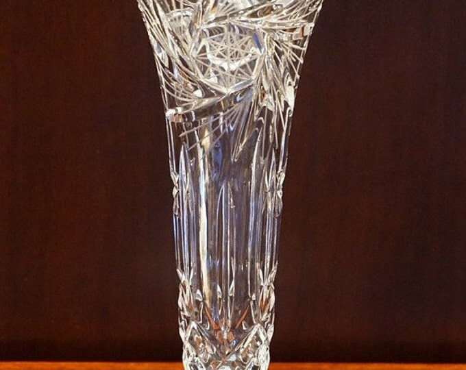 Vintage Crystal Trumpet Vase