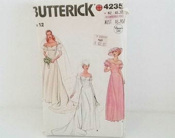 Wedding dress pattern, Butterick sewing pattern 4235 wedding dress, vintage 1980s bridal gown,