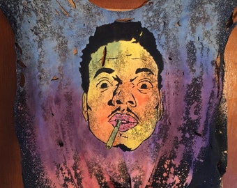 Chance the Rapper Crop Distressed Hand Made Galaxy T-Shirt