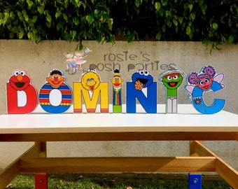 Sesame Street Letters Elmo Cookie Monster Abby Big Bird wood letters characters for birthday, work desk, house or room decor birthday gift