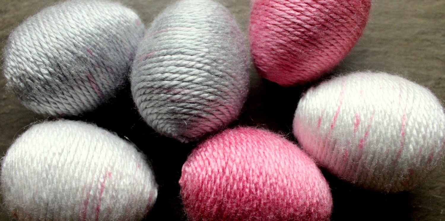 Easter Eggs Yarn Eggs Gray Pink White Speckled Reusable