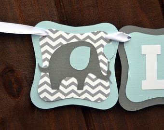 Elephant Baby Shower Banner, Personalized Chevrone Name Banner, It's A Boy, Little Peanut, Custom Birthday Banner, Custom Decorations