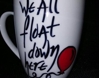 We All Float Down Here, Pennywise Clown, Red Balloon, Stephen King's It, horror movie, horror, novel, hand painted, It movie, It, It remake