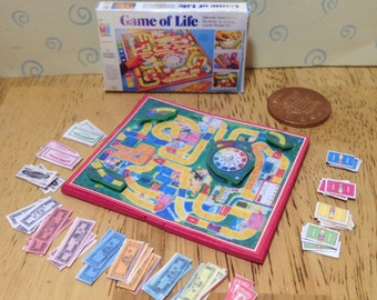 Dolls House Miniature Game Of Life With Money Cards And Opening Box For Your Dolls House Miniature Game Of Life With Money Cards And Opening Box For Your