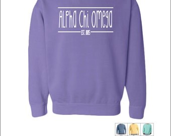 Alpha Chi Omega // A Chi O // Sorority Comfort Color (Skinny Latte) Sweatshirt // Choose Your Color