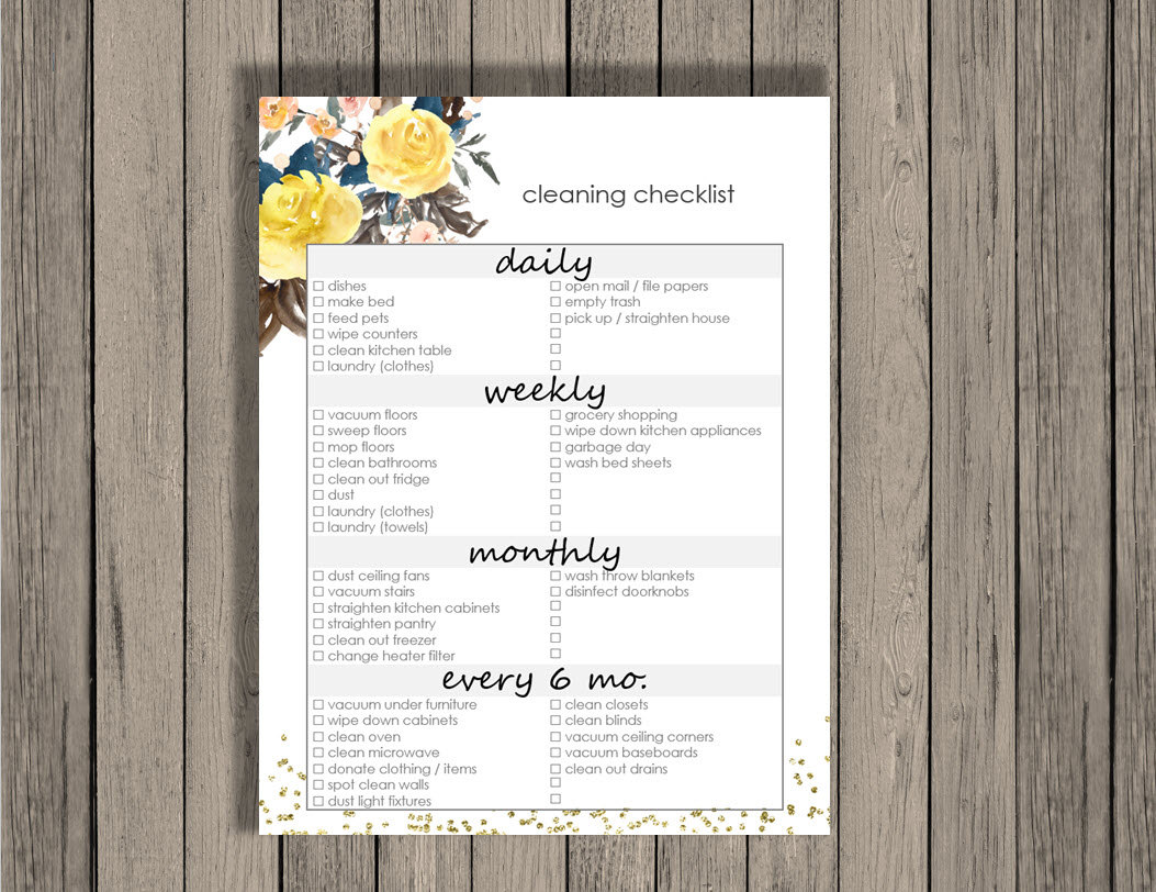 Cleaning Checklist Printable Daily Weekly Monthly And