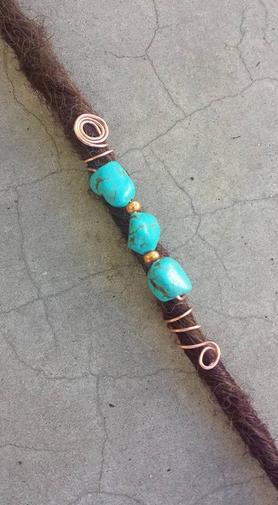 Turquoise Dreadlock Cuff Dreadlock Beads Braid Beads Copper