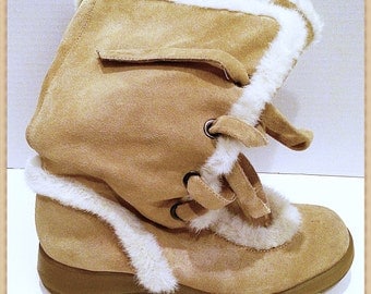 Mid Calf Boots by Aerosole Suede Fur lined Size 9M