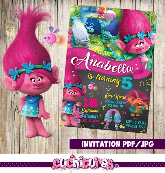 Trolls Invitation Trolls Party Trolls Birthday by TusCuchituras