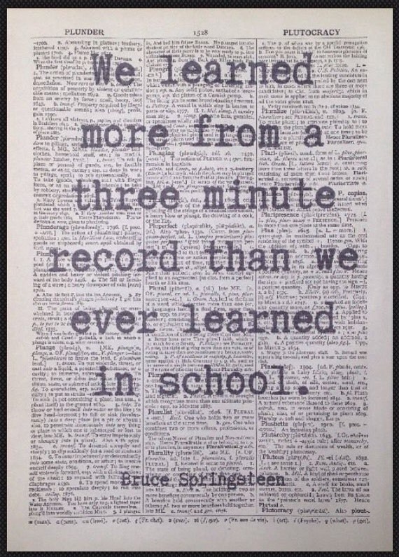 Bruce Springsteen No Surrender Lyrics Vintage Dictionary Page Bruce Springsteen No Surrender Lyrics Vintage Dictionary Page