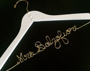 Wedding dress hanger, personalized name hanger, mrs hanger