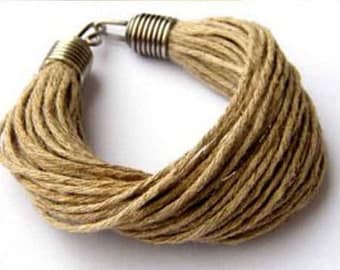 Linen bracelet, linen, cord, hemp, metal, summer gift, Linen Fiber Bracelet, Natural Linen, Minimalist Jewelry, Linen Cord Bracelet,