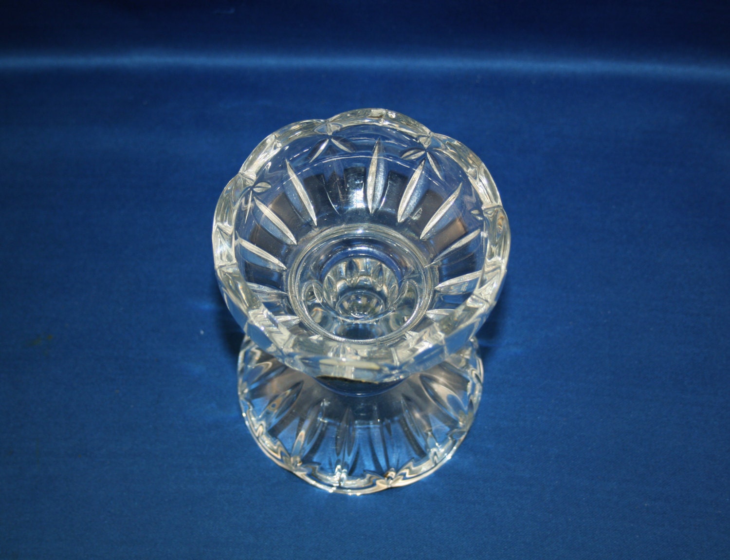 Vintage Bohemia Czech Republic Lead Crystal Barbell Candle Holder