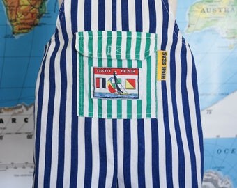 Vintage Striped Overalls / Nautical Toddler Overalls / 1990's Boy Overalls / Vintage Toddler Boy Romper / Vintage Summer Clothes / Size 3T