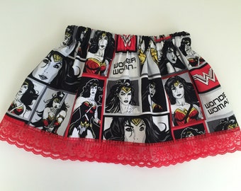 Wonder Woman Skirt - Baby Girl Skirt -Handmade Toddler Skirt - Baby Photo Prop -Baby Shower - girl skirt