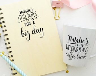 Wooden Wedding Planner Note Book And Mug Keepsake Gift Set Bride To Be Personalised Wooden Wedding Planner Note Book And Mug Keepsake Gift Set Bride To Be Personalised