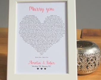 Personalised Our Song First Dance Lyrics Heart Wedding Gift Couples Anniversary