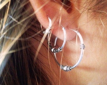 Bali Hoop Earrings, Sterling Silver Hoops,For her