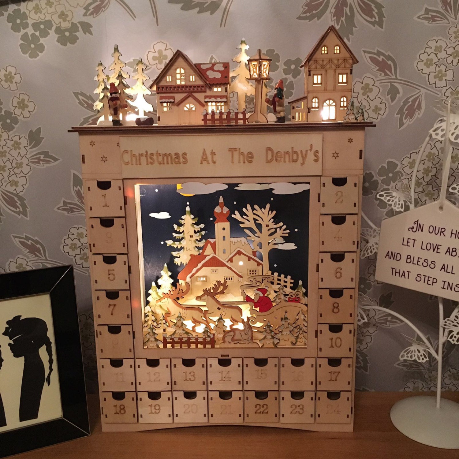 Wooden advent calendar a real winters dream personalised with