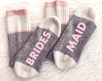 Bridesmaid Socks, Maid of Honor Socks, Wedding Favors Bridal Party Socks Custom Socks Wedding Gift Bridesmaid Gift Present Customized Socks