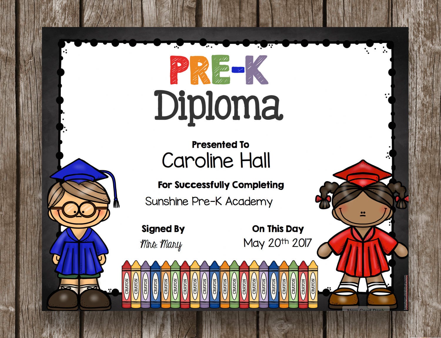 50 OFF SALE Pre K Diploma Graduation Printable