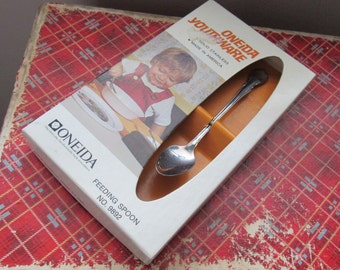 Child Spoon Vintage Oneida "Youthware" Stainless Feeding Spoon Vintage Spoon in Original Box