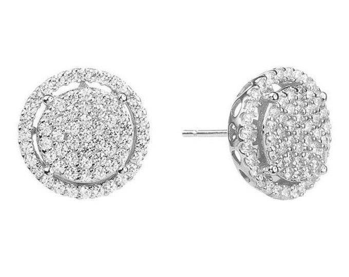 Baguette Disc Stud Earrings