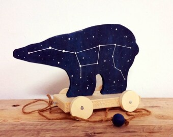 Great Bear Pull-Toy / Ursa Major, Bear Totem, constellation wood toy, stars home decor, constellations art, bear ornament, star sign