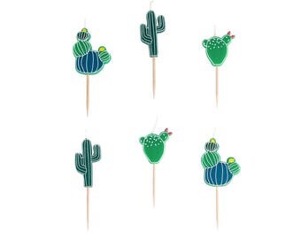 Cactus candles. Set of 6. Cactus party candles. SMALL cacti birthday candle. Cactus cupcake topper. Cactus cake toppers. Fiesta candles