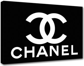 Chanel painting logo black and white art ch13 - modern art, interior decoration - canvas printed Made in Italy