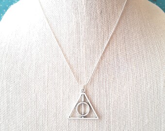 Silver Deathly Hallows Pendant . Necklace . Harry Potter Jewelry