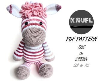 CROCHET PATTERN Zoe zebra & donkey Alex