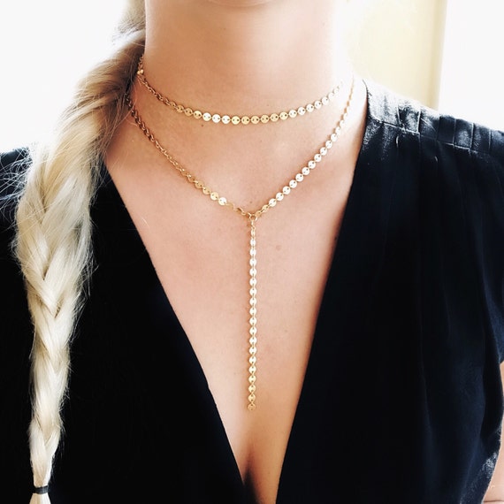 Gold coin lariat necklace Outlet